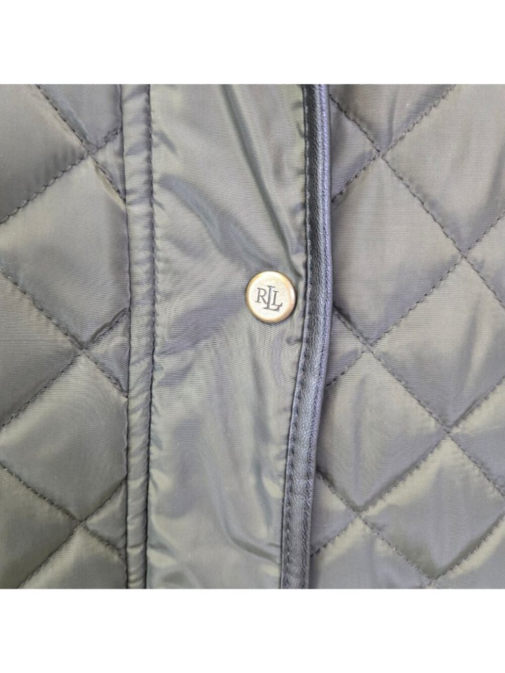 Lauren Ralph Lauren Black Label Quilted Vegan Leather Trim Hooded Coat Size Smal - Picture 8 of 10